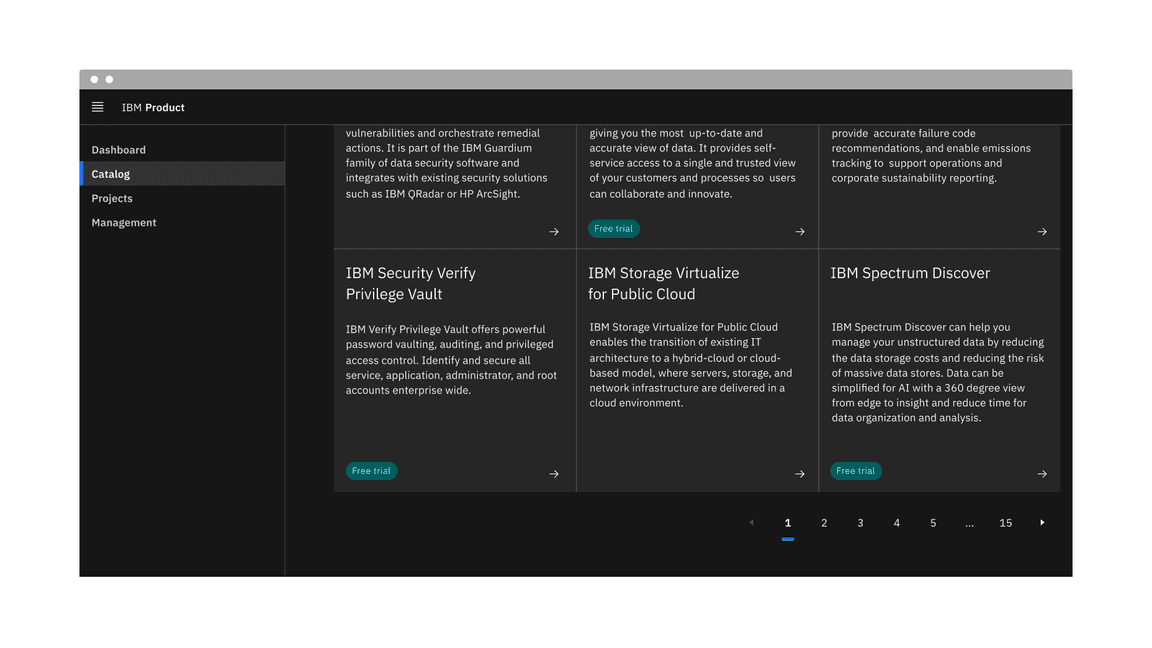 Example of the pagination nav variant in a UI