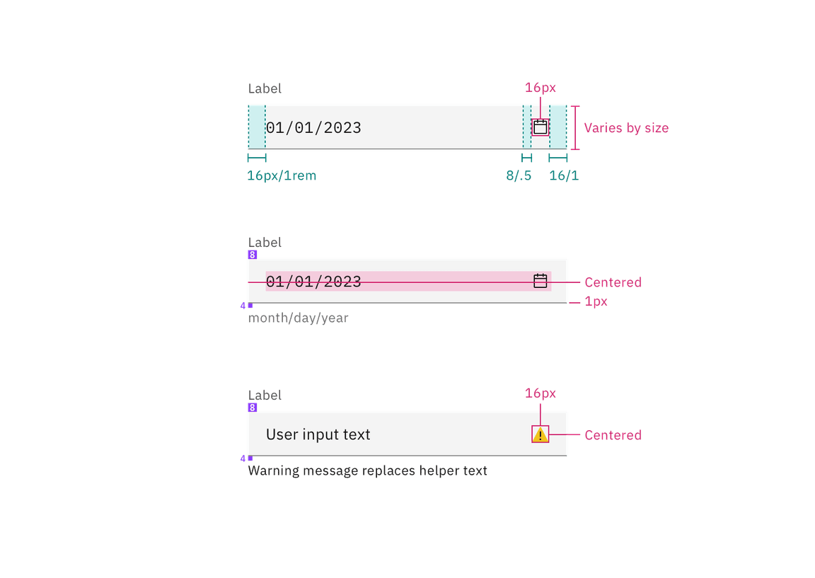 Structure for date picker inputs